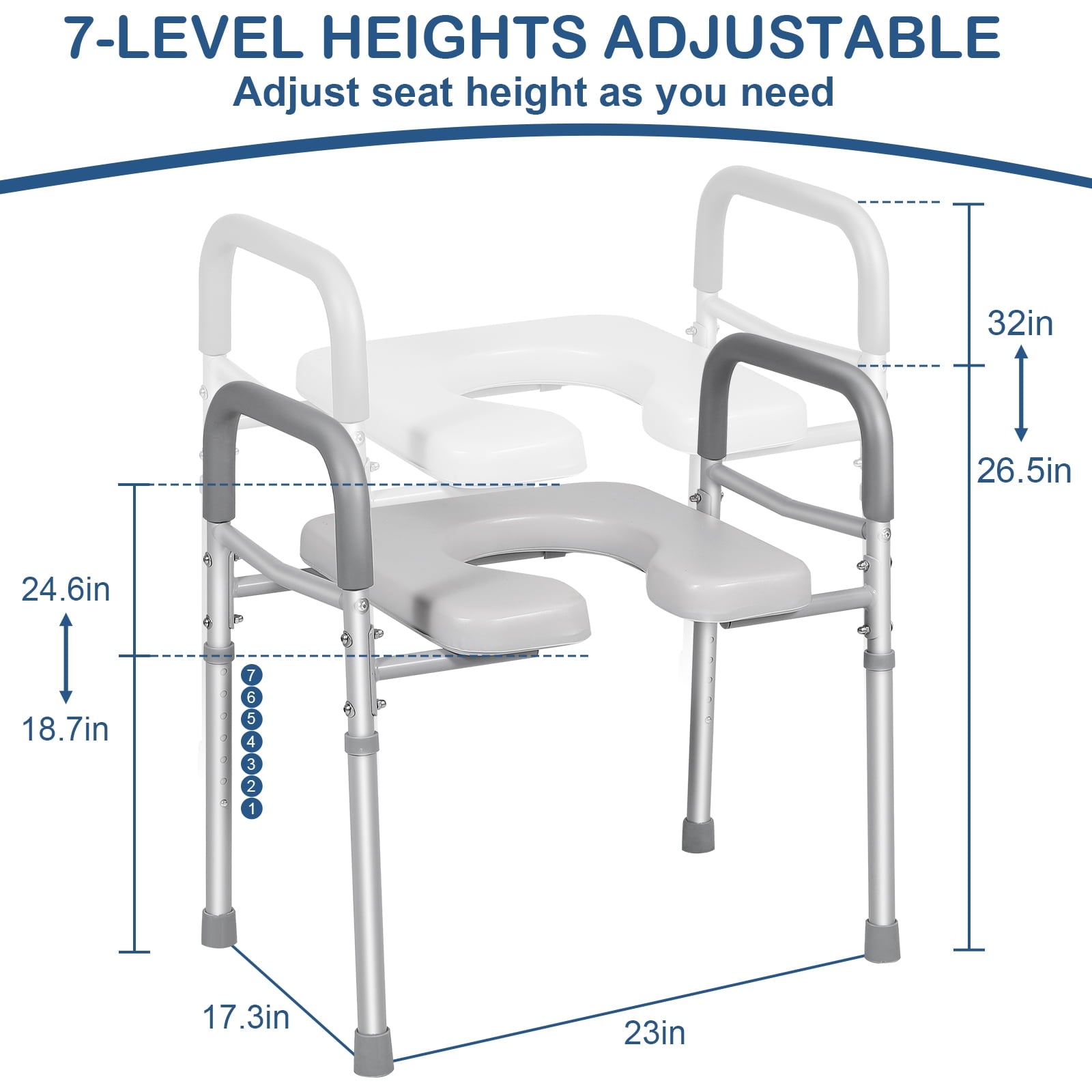 500lbs Adjustable Toilet Seat Risers for Seniors with Storage Pouch, Raised Toilet Seat with Handles for Elderly, Pregnant and Disable, Padded Handicap Toilet Seat Riser (With Bucket)