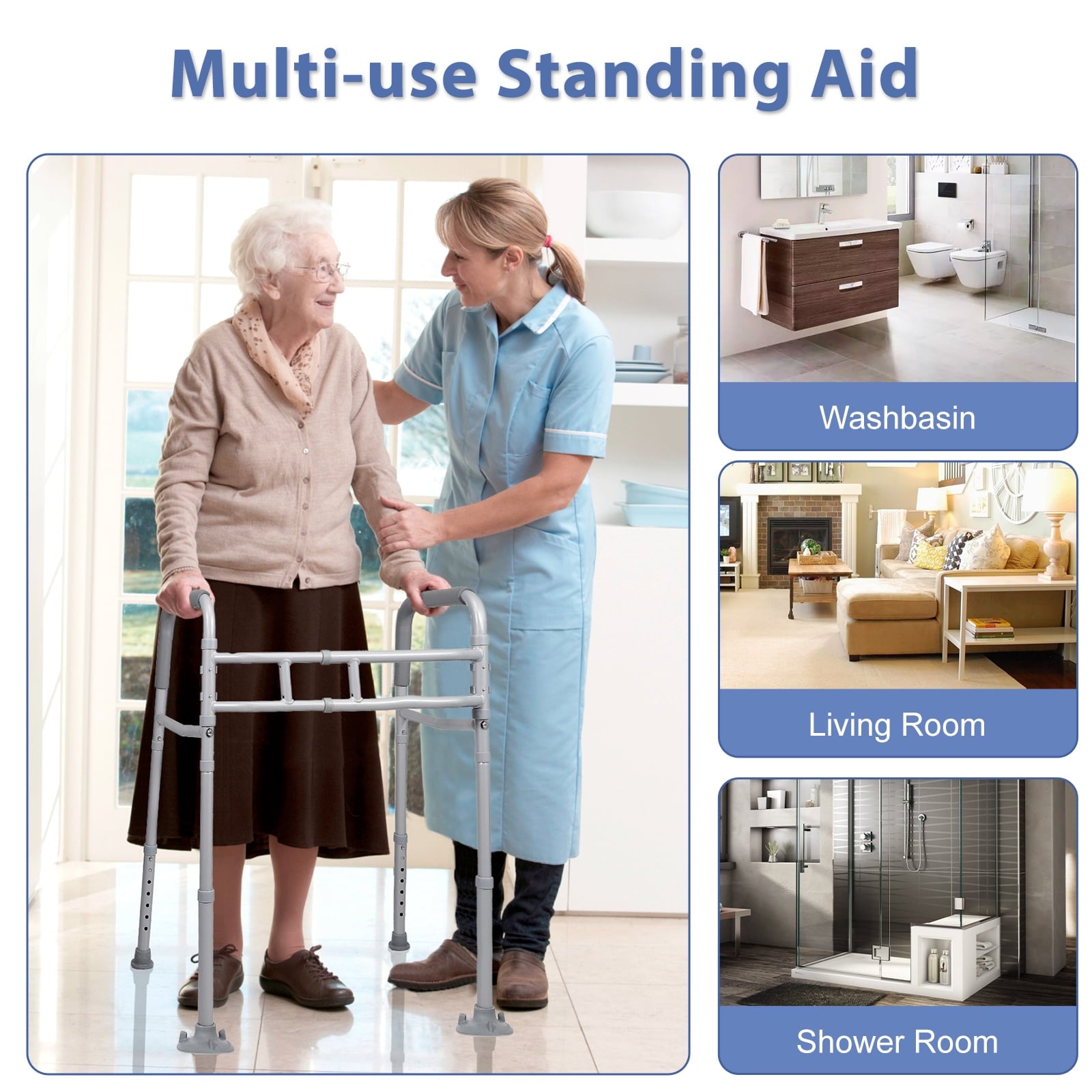 Width & Height Adjustable Toilet Safety Rail - Toilet Seat Risers for Seniors, Toilet Riser with Handles, Raised Toilet Seat with Handles - Toilet Safety Frame Fits Most Toilet (400LBS)