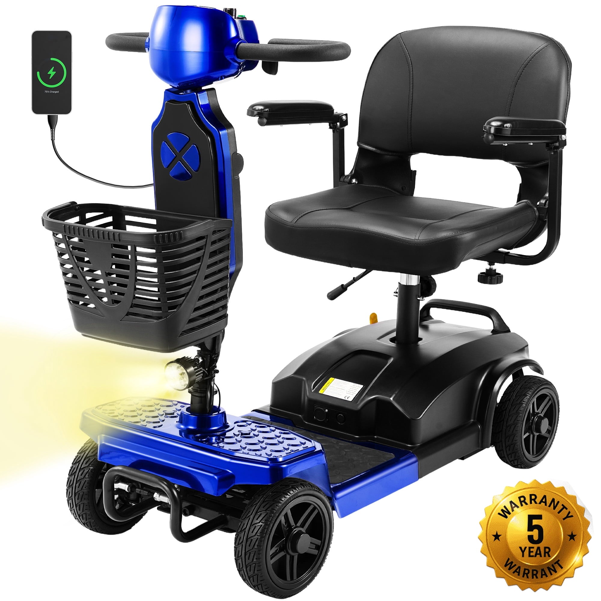 SACVON Mobility Scooters for Seniors with Thick Comfort Seat,USB Charging Port & Widened Front Guard,Powered Mobility Scooter for Adults,250W Motor,330 lbs Capacity,Blue