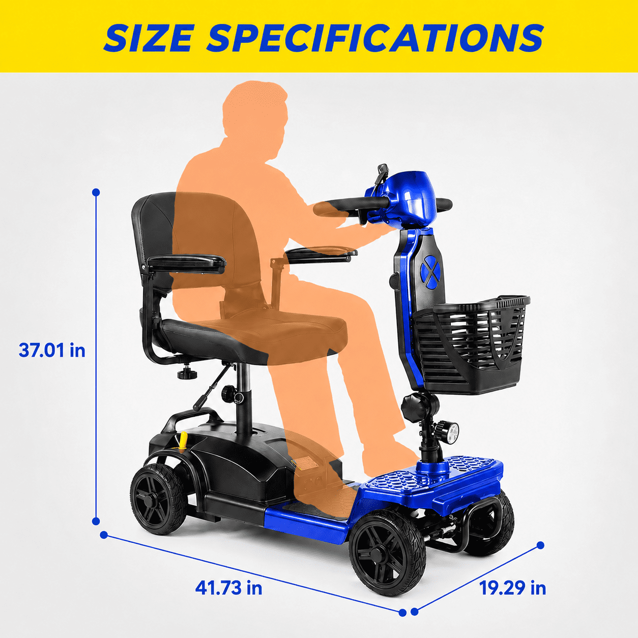 SACVON Mobility Scooters for Seniors with Thick Comfort Seat,USB Charging Port & Widened Front Guard,Powered Mobility Scooter for Adults,250W Motor,330 lbs Capacity,Blue